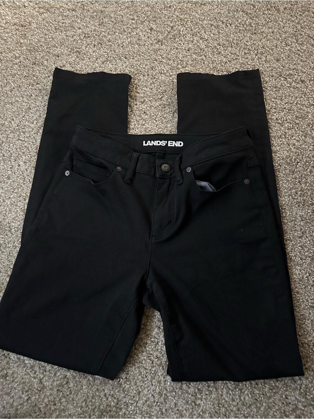 Lands' End Women's Straight Leg Black Jeans